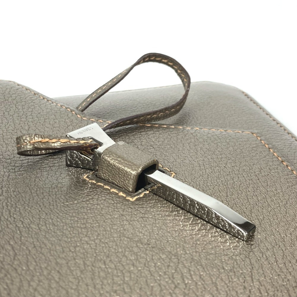 HERMES 2005 エンベロープ  肩掛け ハンドバッグ カバン アクセサリーポーチ ショルダーバッグ シェーブル レディース ゴールド - brandshop-reference