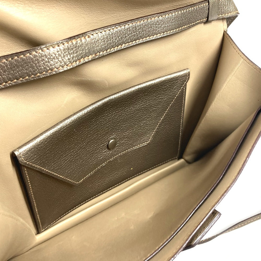 HERMES 2005 エンベロープ  肩掛け ハンドバッグ カバン アクセサリーポーチ ショルダーバッグ シェーブル レディース ゴールド - brandshop-reference