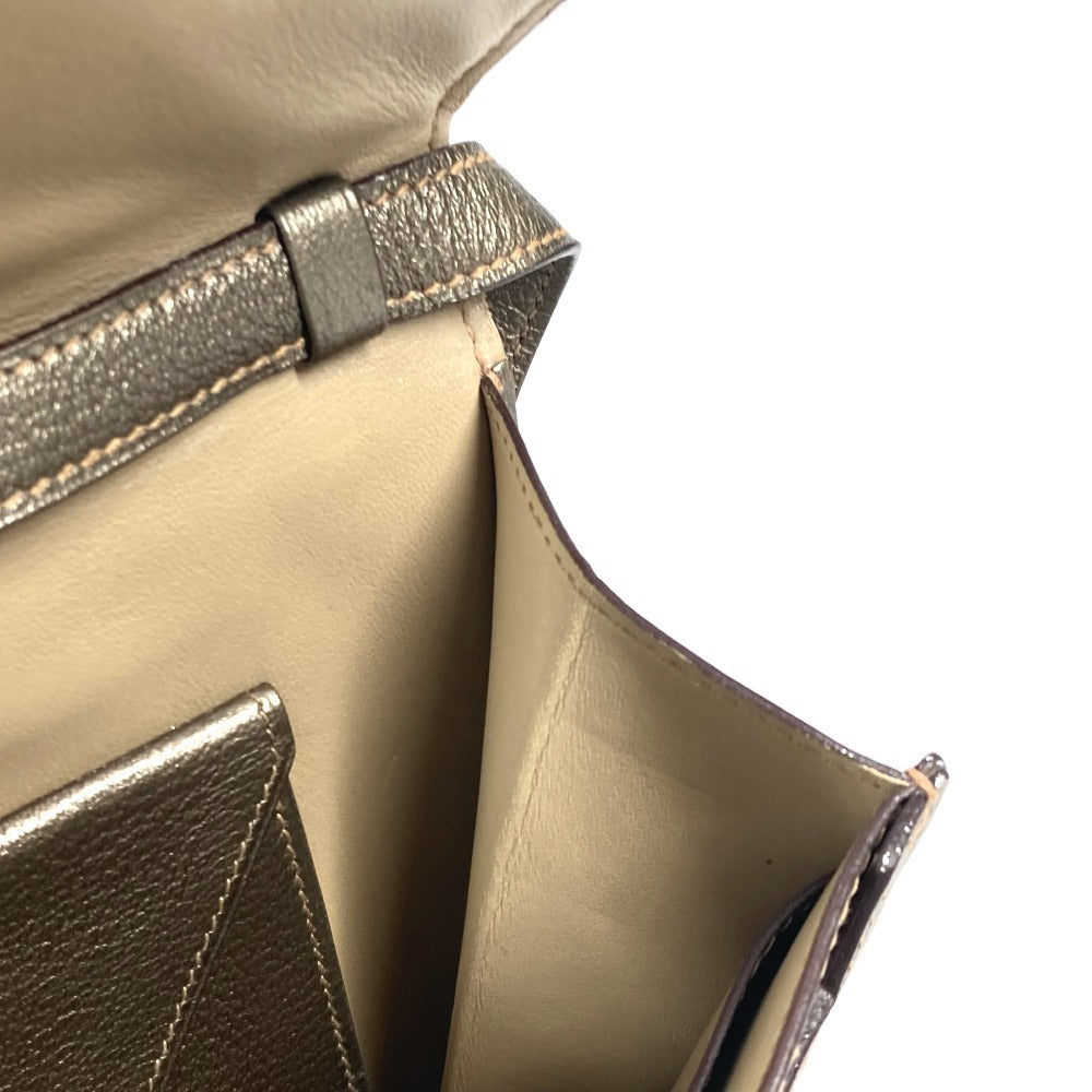 HERMES 2005 エンベロープ  肩掛け ハンドバッグ カバン アクセサリーポーチ ショルダーバッグ シェーブル レディース ゴールド - brandshop-reference