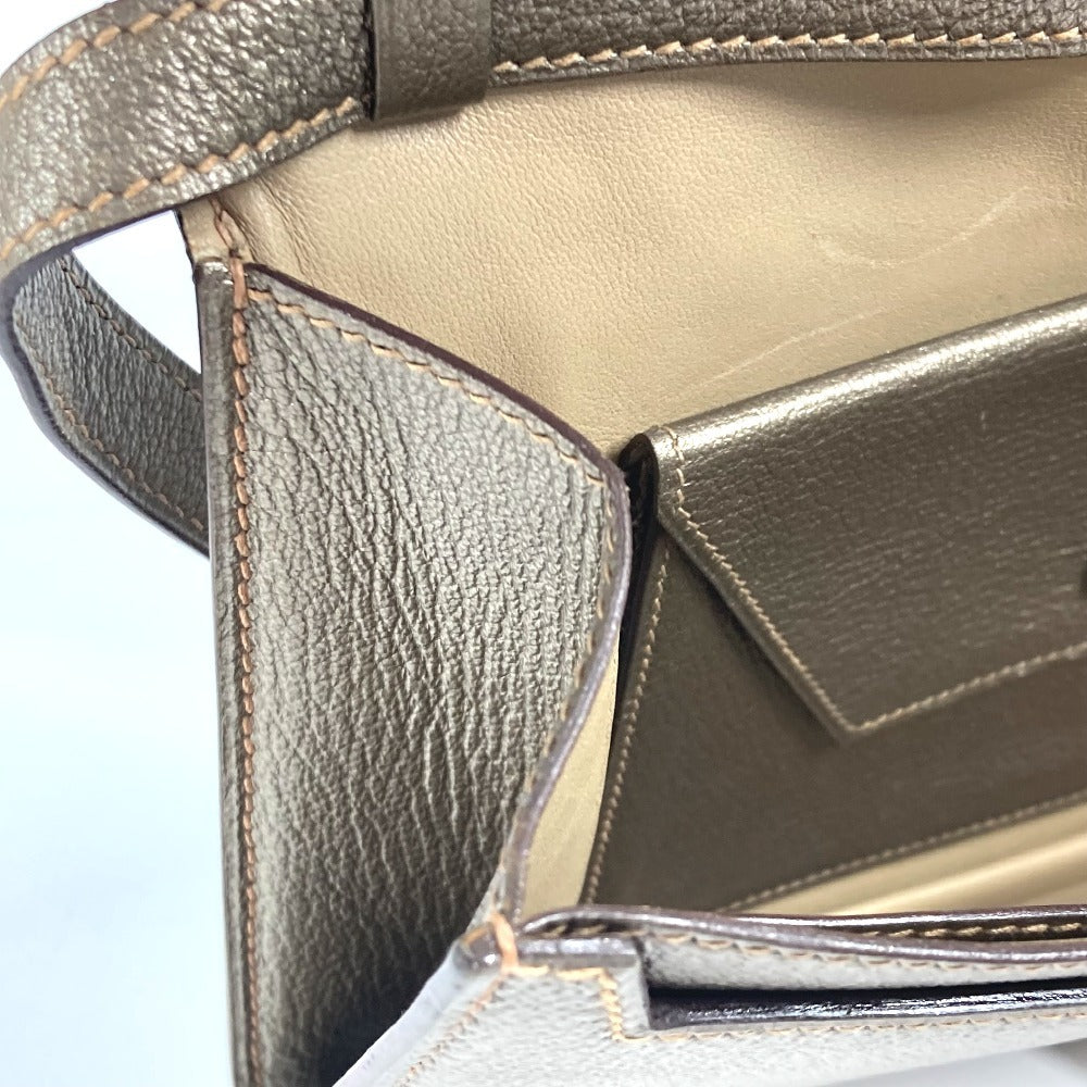 HERMES 2005 エンベロープ  肩掛け ハンドバッグ カバン アクセサリーポーチ ショルダーバッグ シェーブル レディース ゴールド - brandshop-reference