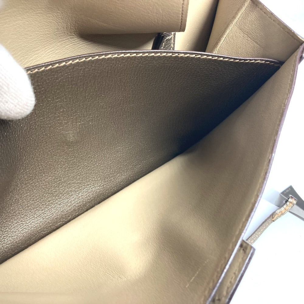 HERMES 2005 エンベロープ  肩掛け ハンドバッグ カバン アクセサリーポーチ ショルダーバッグ シェーブル レディース ゴールド - brandshop-reference