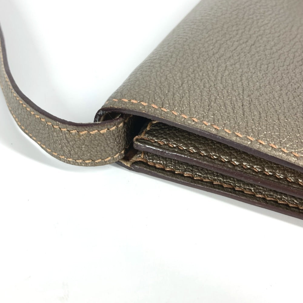 HERMES 2005 エンベロープ  肩掛け ハンドバッグ カバン アクセサリーポーチ ショルダーバッグ シェーブル レディース ゴールド - brandshop-reference