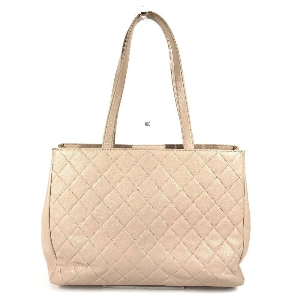 CHANEL CC ココマーク ビジネス アフィニティ ショッピング カバン トートバッグ 肩掛け ショルダーバッグ キャビアスキン レディース ベージュ - brandshop-reference