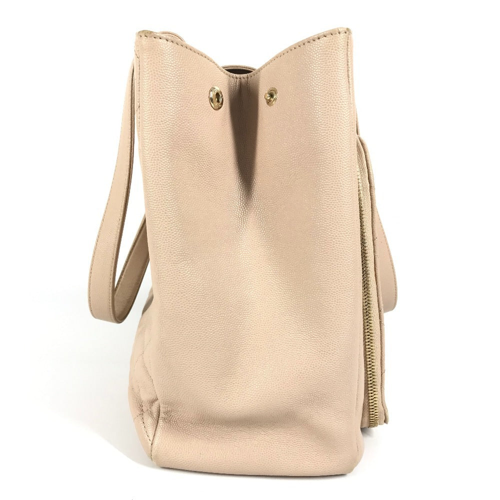 CHANEL CC ココマーク ビジネス アフィニティ ショッピング カバン トートバッグ 肩掛け ショルダーバッグ キャビアスキン レディース ベージュ - brandshop-reference