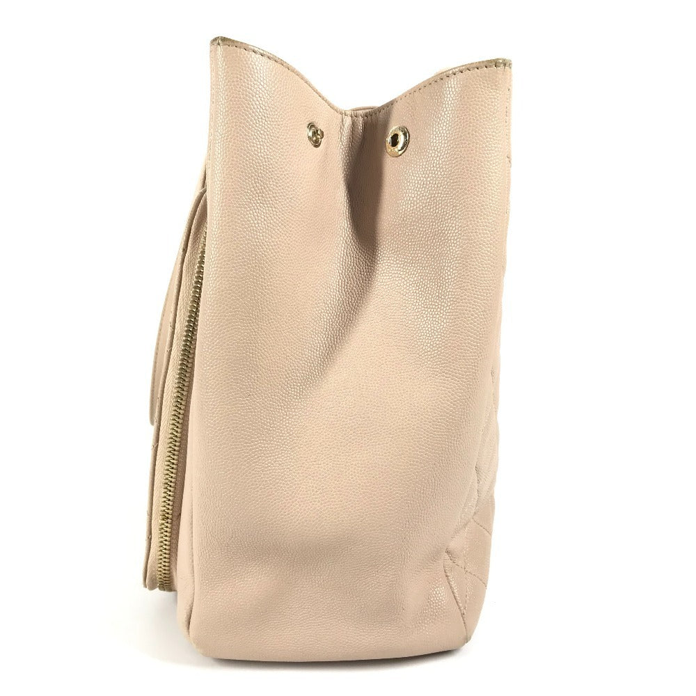 CHANEL CC ココマーク ビジネス アフィニティ ショッピング カバン トートバッグ 肩掛け ショルダーバッグ キャビアスキン レディース ベージュ - brandshop-reference