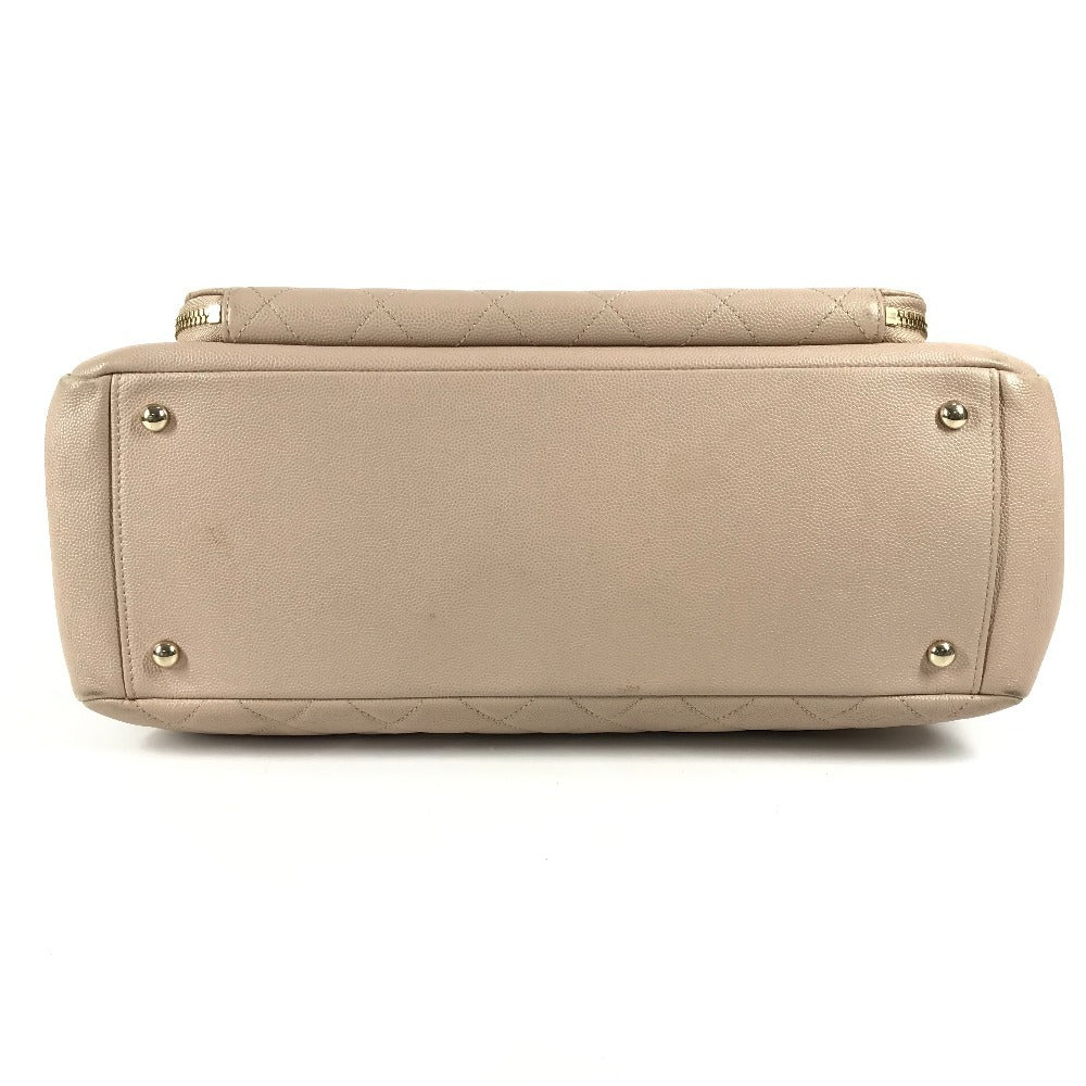 CHANEL CC ココマーク ビジネス アフィニティ ショッピング カバン トートバッグ 肩掛け ショルダーバッグ キャビアスキン レディース ベージュ - brandshop-reference