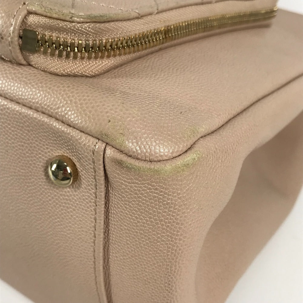 CHANEL CC ココマーク ビジネス アフィニティ ショッピング カバン トートバッグ 肩掛け ショルダーバッグ キャビアスキン レディース ベージュ - brandshop-reference