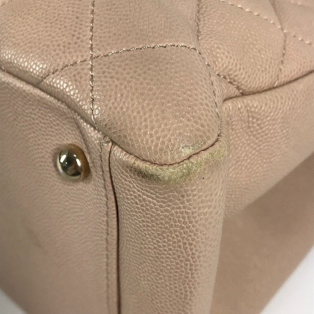 CHANEL CC ココマーク ビジネス アフィニティ ショッピング カバン トートバッグ 肩掛け ショルダーバッグ キャビアスキン レディース ベージュ - brandshop-reference