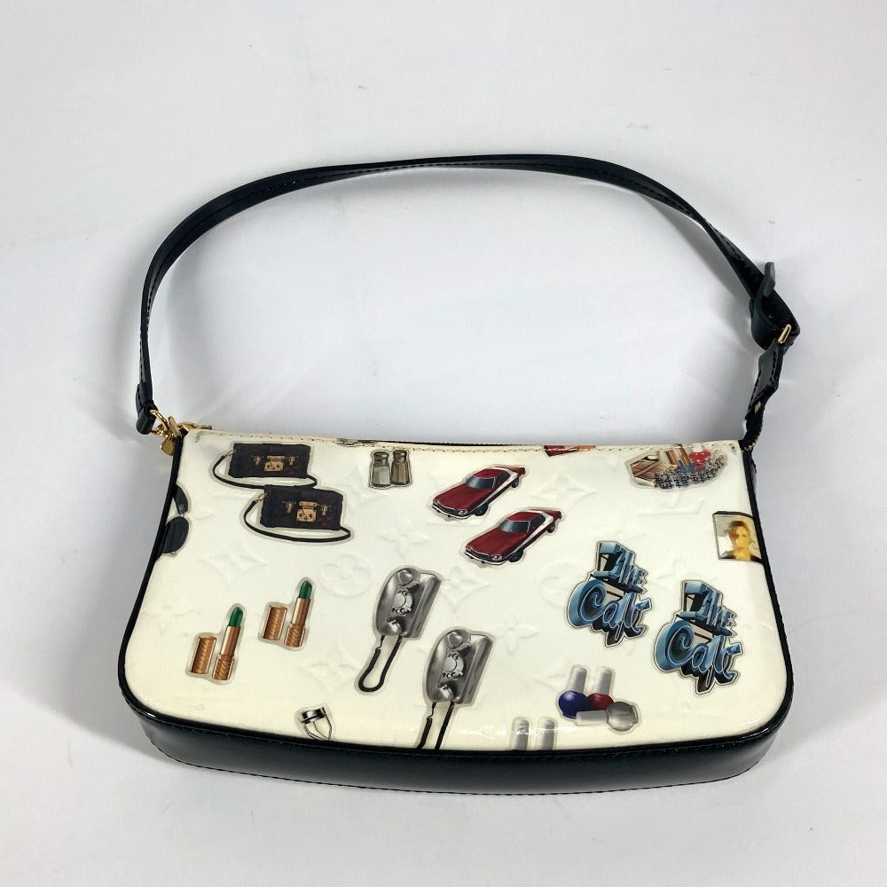 LOUIS VUITTON M90928 ヴェルニ スティッカー ポシェット アクセソワール ハンドバッグ 肩掛け カバン アクセサリーポーチ ショルダーバッグ パテントレザー レディース ホワイト - brandshop-reference