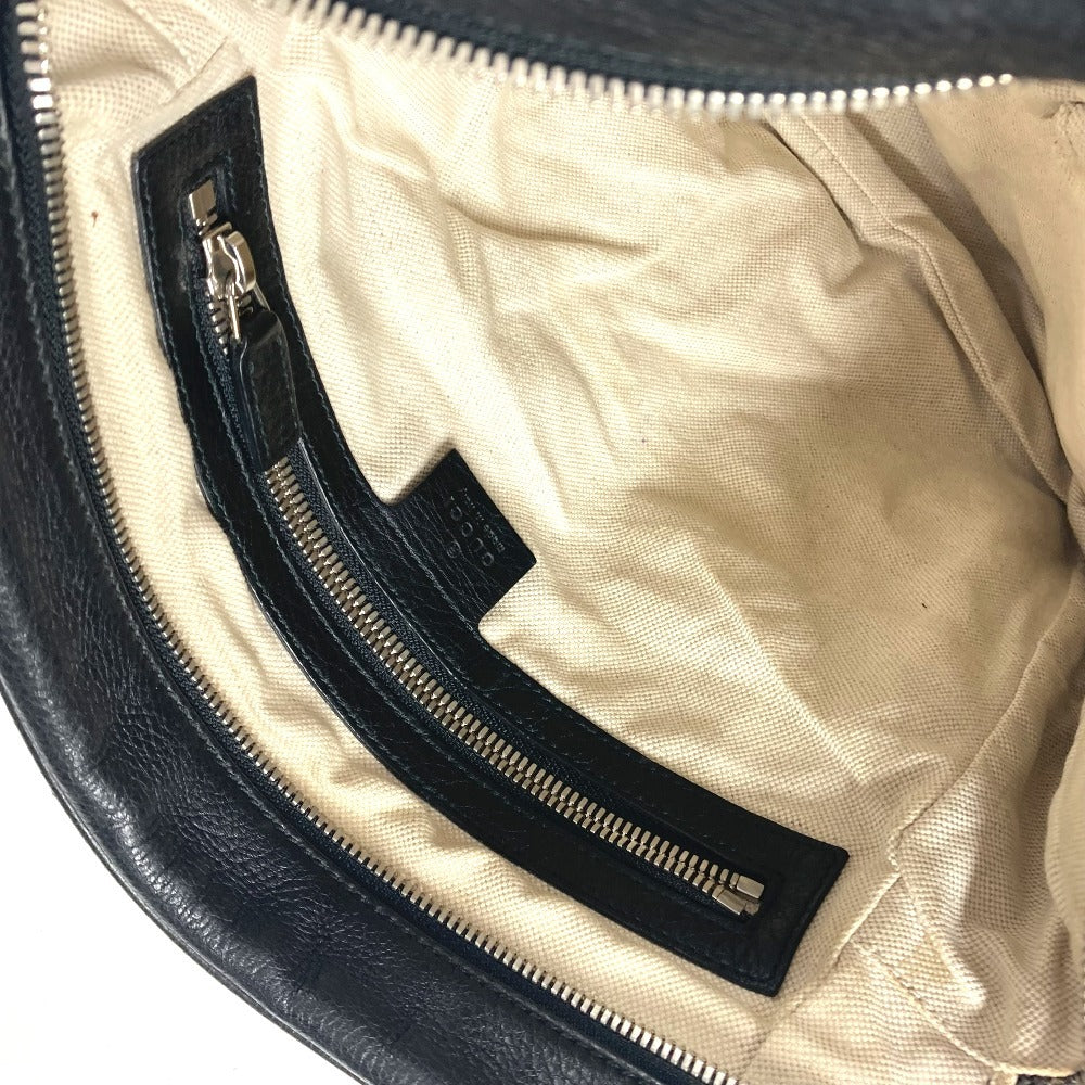 GUCCI 337084 ロゴ インターロッキングG カバン ポーチ ポシェット 斜め掛け ショルダーバッグ レザー ユニセックス ブラック - brandshop-reference