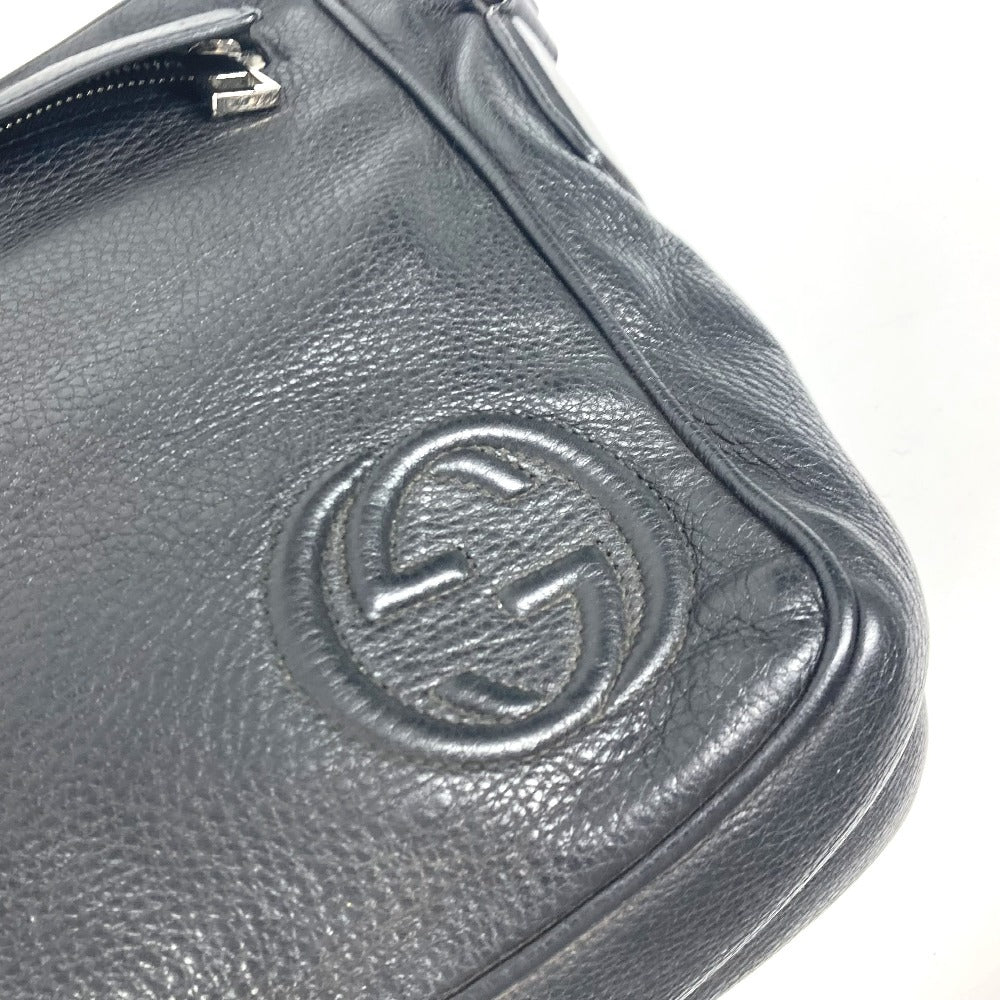 GUCCI 337084 ロゴ インターロッキングG カバン ポーチ ポシェット 斜め掛け ショルダーバッグ レザー ユニセックス ブラック - brandshop-reference