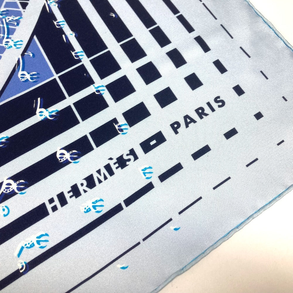 HERMES カレ90 24 FAUBOURG SECONDE 銀座店10周年記念 スカーフ シルク レディース ブルー - brandshop-reference