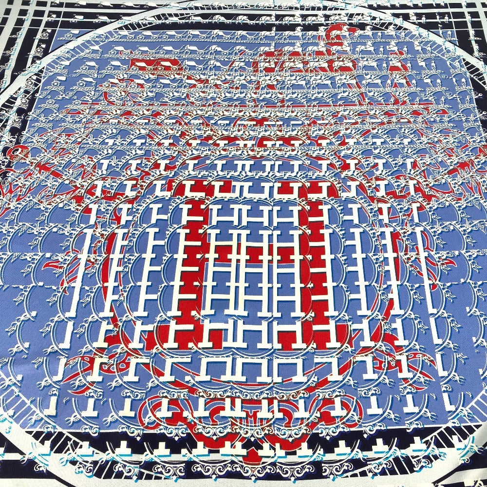 HERMES カレ90 24 FAUBOURG SECONDE 銀座店10周年記念 スカーフ シルク レディース ブルー - brandshop-reference