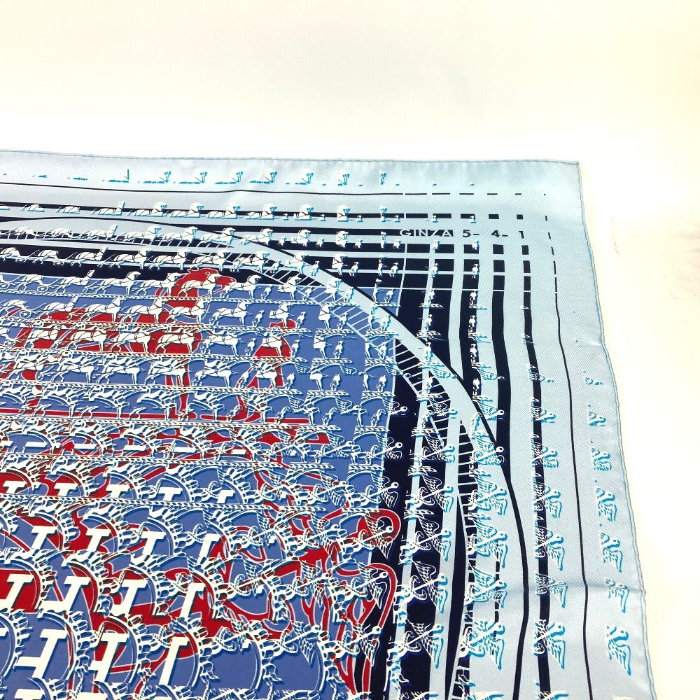 HERMES カレ90 24 FAUBOURG SECONDE 銀座店10周年記念 スカーフ シルク レディース ブルー - brandshop-reference