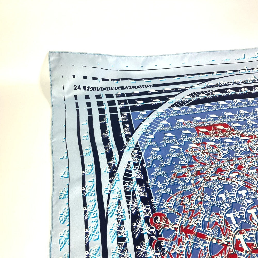 HERMES カレ90 24 FAUBOURG SECONDE 銀座店10周年記念 スカーフ シルク レディース ブルー - brandshop-reference