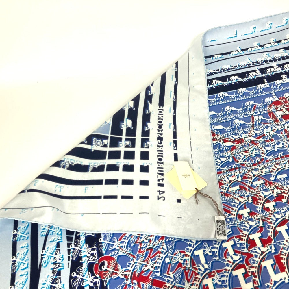 HERMES カレ90 24 FAUBOURG SECONDE 銀座店10周年記念 スカーフ シルク レディース ブルー - brandshop-reference