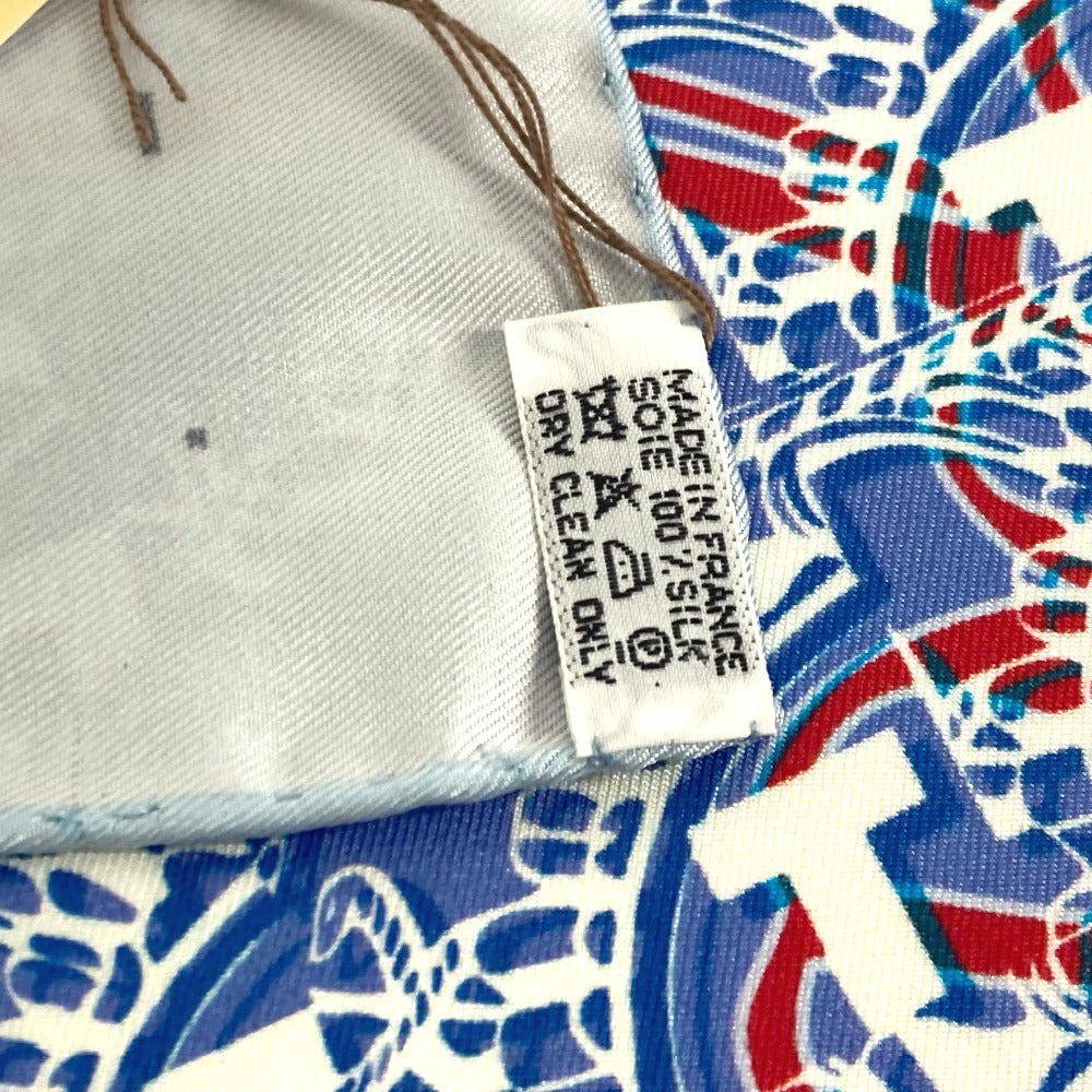 HERMES カレ90 24 FAUBOURG SECONDE 銀座店10周年記念 スカーフ シルク レディース ブルー - brandshop-reference
