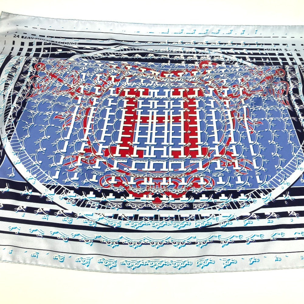 HERMES カレ90 24 FAUBOURG SECONDE 銀座店10周年記念 スカーフ シルク レディース ブルー - brandshop-reference