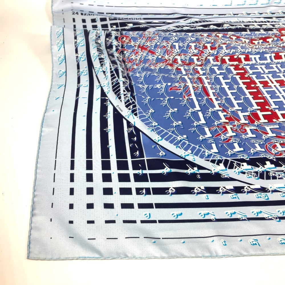 HERMES カレ90 24 FAUBOURG SECONDE 銀座店10周年記念 スカーフ シルク レディース ブルー - brandshop-reference