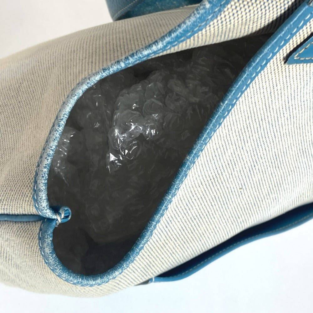 HERMES 肩掛け トートバッグ カバン ジャルディニエPM 縦型 ショルダーバッグ レザー/キャンバス ユニセックス ブルー - brandshop-reference