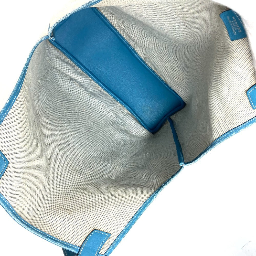 HERMES 肩掛け トートバッグ カバン ジャルディニエPM 縦型 ショルダーバッグ レザー/キャンバス ユニセックス ブルー - brandshop-reference