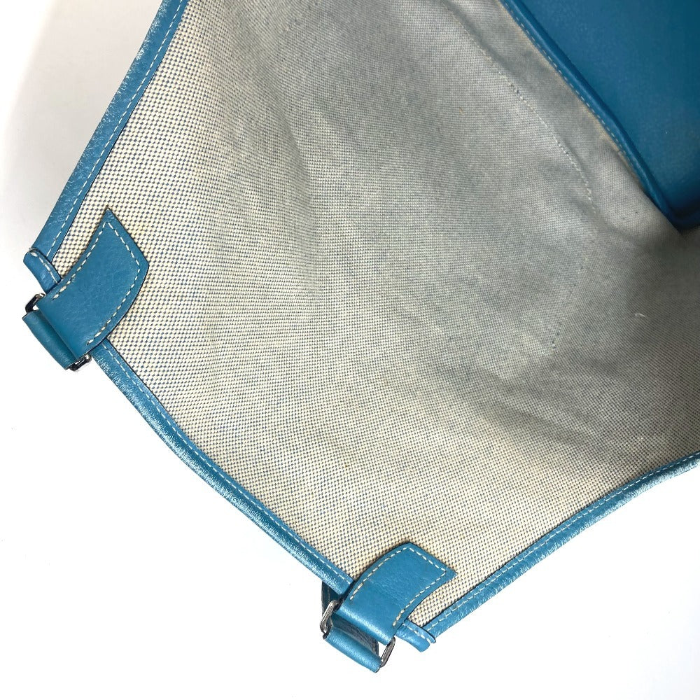 HERMES 肩掛け トートバッグ カバン ジャルディニエPM 縦型 ショルダーバッグ レザー/キャンバス ユニセックス ブルー - brandshop-reference