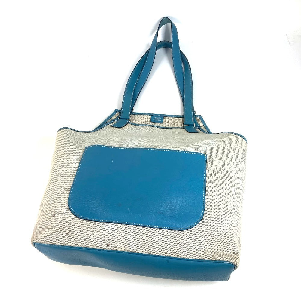 HERMES 肩掛け トートバッグ カバン ジャルディニエPM 縦型 ショルダーバッグ レザー/キャンバス ユニセックス ブルー - brandshop-reference