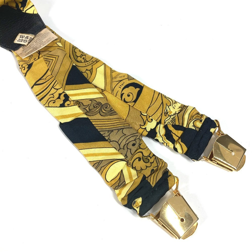 HERMES 올오버 패턴 액세서리 멜빵 실크 남여 공용 옐로우