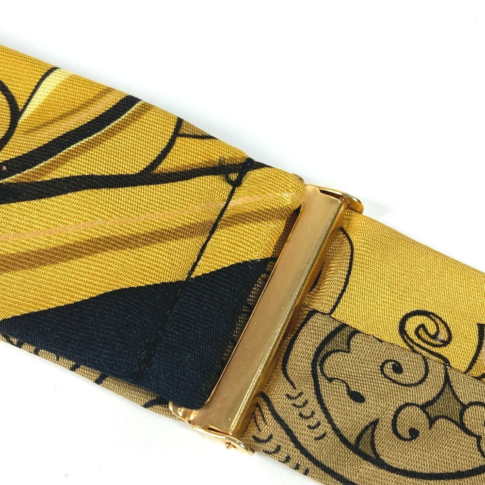 HERMES 올오버 패턴 액세서리 멜빵 실크 남여 공용 옐로우