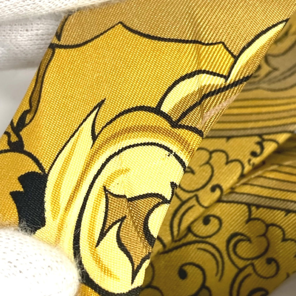 HERMES 올오버 패턴 액세서리 멜빵 실크 남여 공용 옐로우