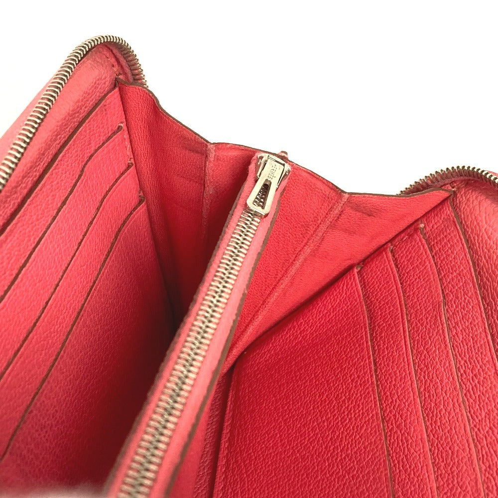 HERMES 펀칭 로고 Evelyn Azap 롱 장 지갑 라운드 지퍼 장 지갑 Chevre Ladies Pink