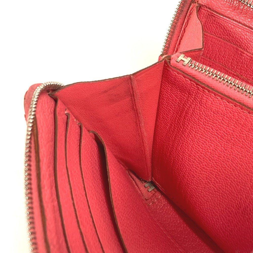 HERMES 펀칭 로고 Evelyn Azap 롱 장 지갑 라운드 지퍼 장 지갑 Chevre Ladies Pink