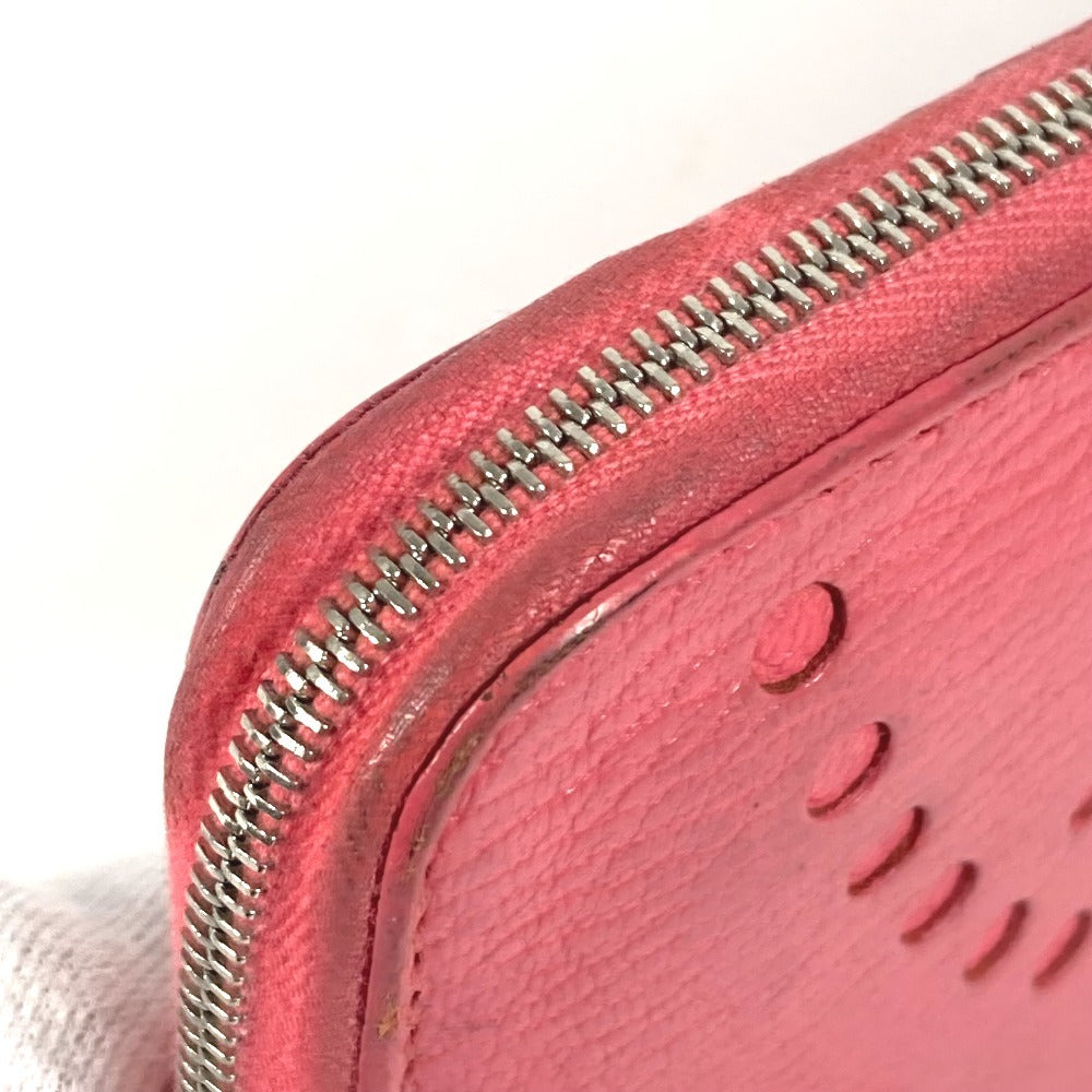 HERMES 펀칭 로고 Evelyn Azap 롱 장 지갑 라운드 지퍼 장 지갑 Chevre Ladies Pink