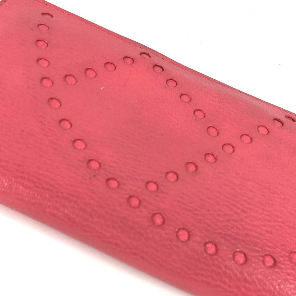 HERMES 펀칭 로고 Evelyn Azap 롱 장 지갑 라운드 지퍼 장 지갑 Chevre Ladies Pink