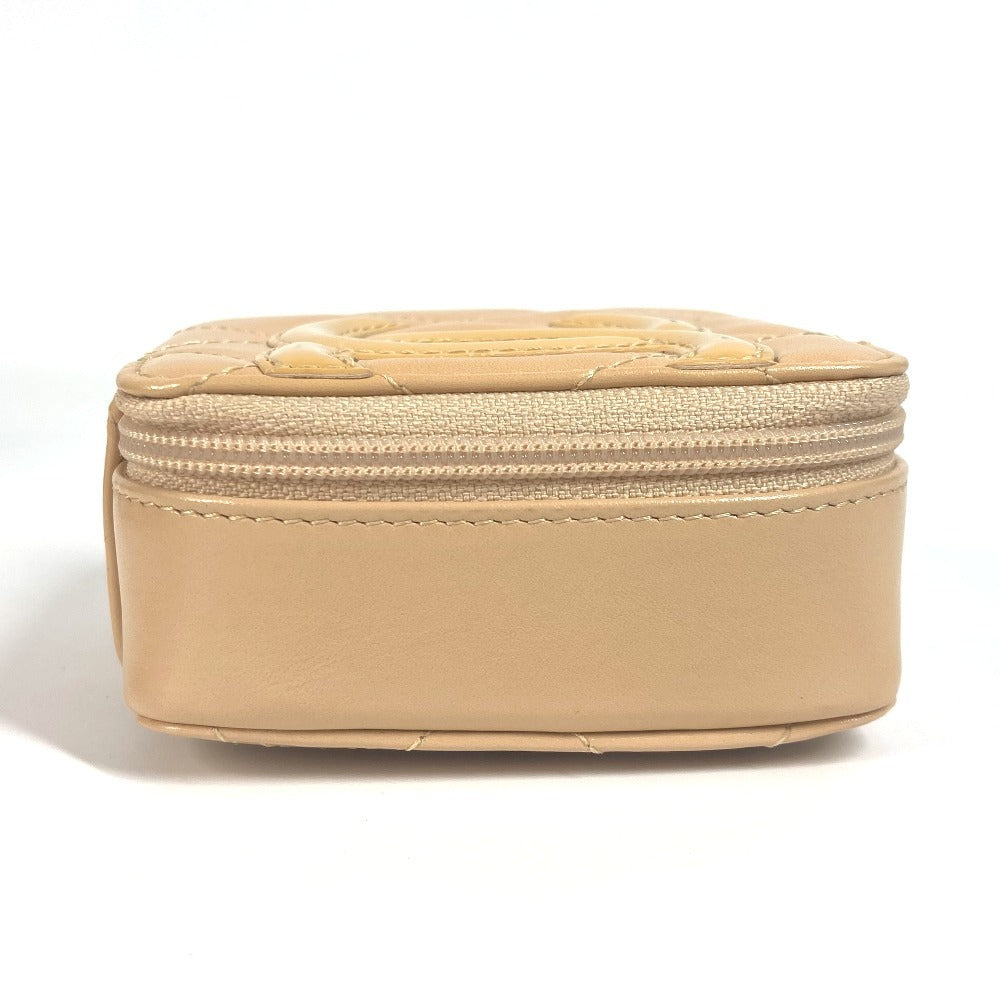 CHANEL カンボンライン CC ココマーク スクエア コインケース 小銭入れ ポーチ レザー レディース ベージュ