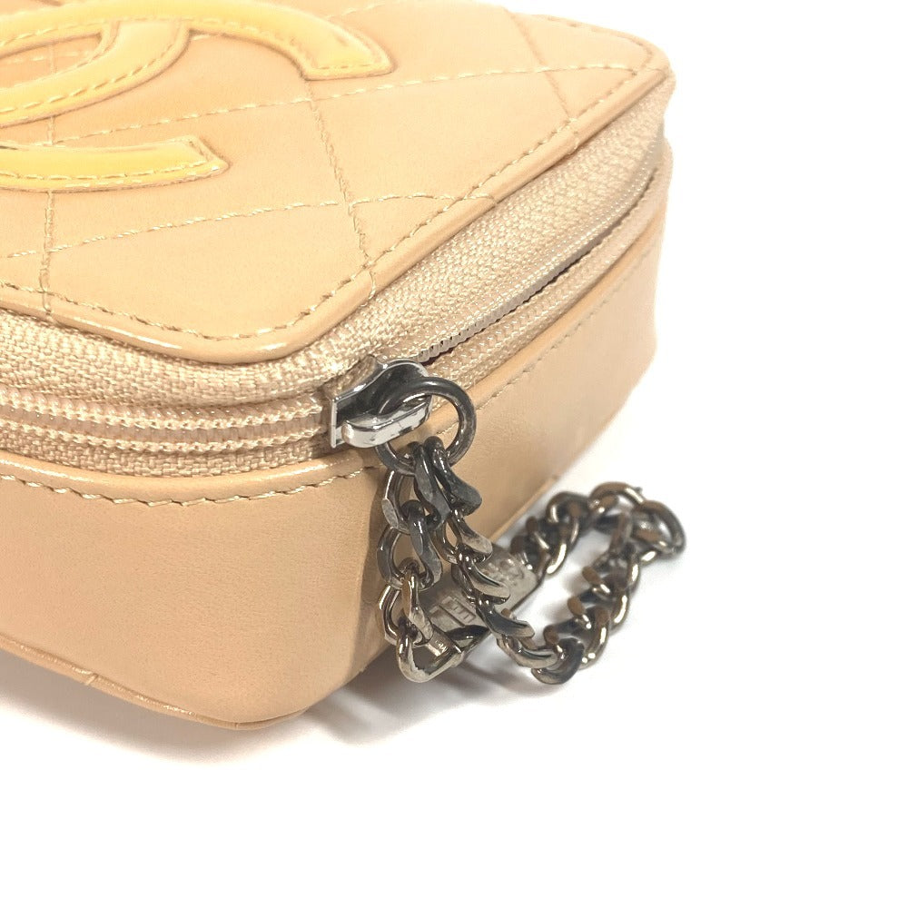 CHANEL カンボンライン CC ココマーク スクエア コインケース 小銭入れ ポーチ レザー レディース ベージュ