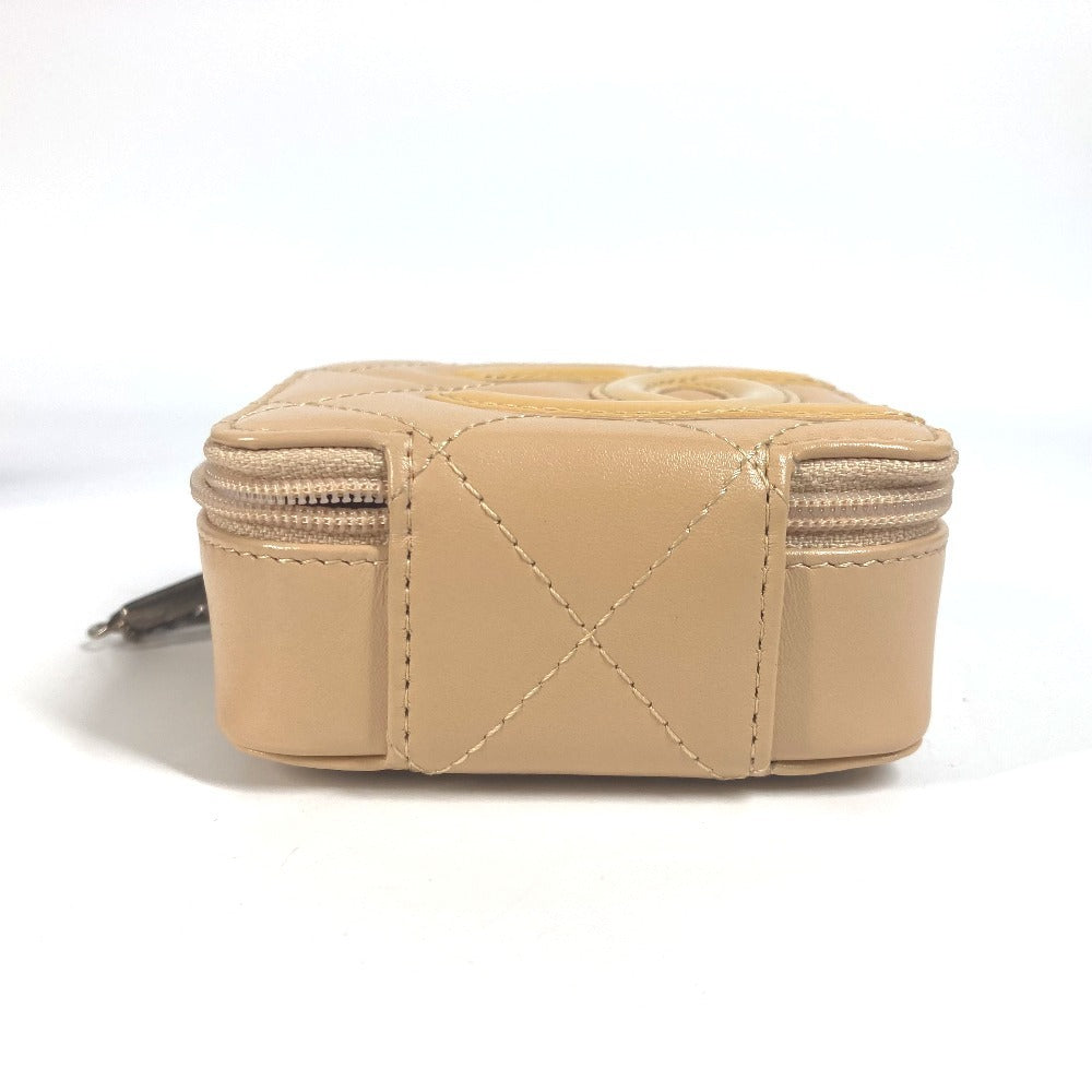 CHANEL カンボンライン CC ココマーク スクエア コインケース 小銭入れ ポーチ レザー レディース ベージュ