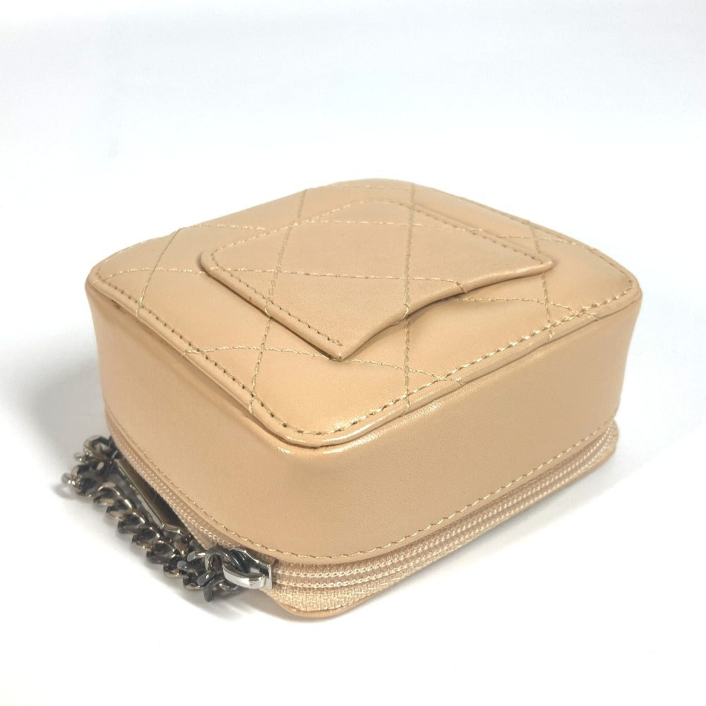 CHANEL カンボンライン CC ココマーク スクエア コインケース 小銭入れ ポーチ レザー レディース ベージュ