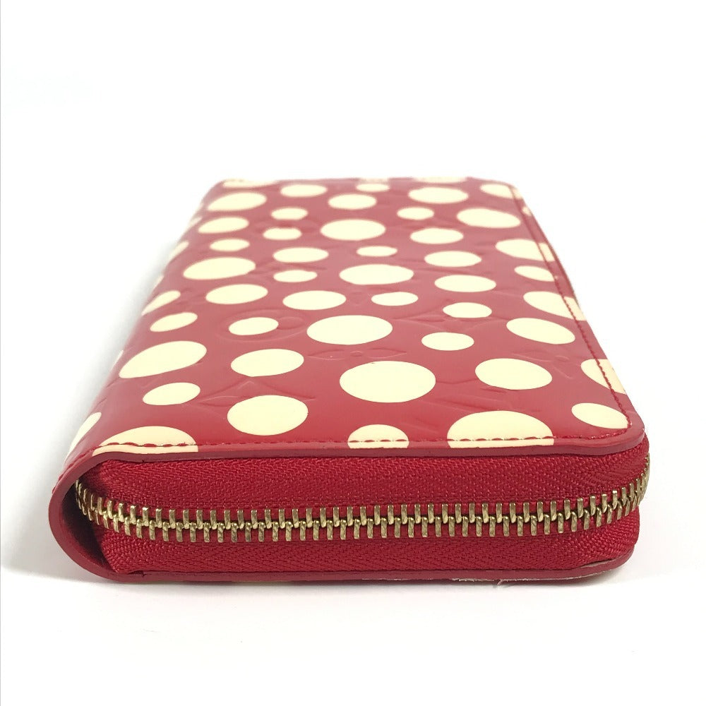 루이비통 M91572 베르니 도트 인피니티 지피 지갑 야요이 쿠사마 콜라보레이션 쿠사마 마요이 장지갑 페이턴트 가죽 여성용 레드