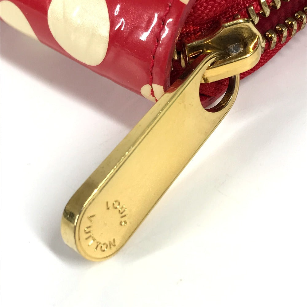 루이비통 M91572 베르니 도트 인피니티 지피 지갑 야요이 쿠사마 콜라보레이션 쿠사마 마요이 장지갑 페이턴트 가죽 여성용 레드