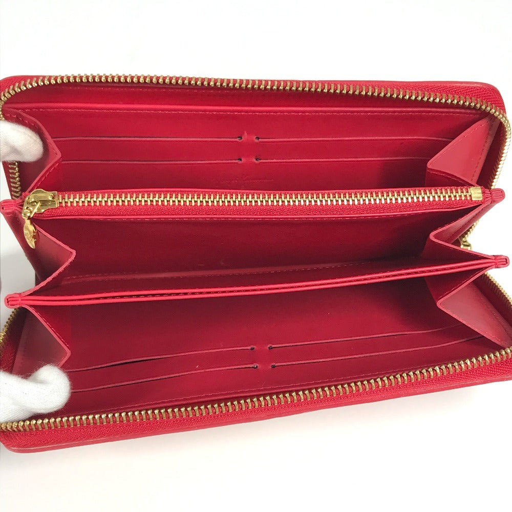 루이비통 M91572 베르니 도트 인피니티 지피 지갑 야요이 쿠사마 콜라보레이션 쿠사마 마요이 장지갑 페이턴트 가죽 여성용 레드