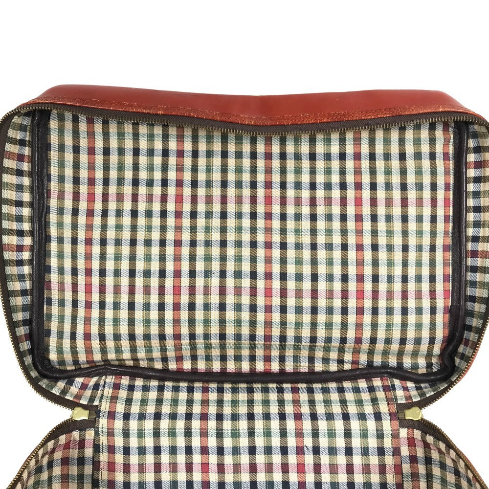 SWAINE ADENEY BRIGG 내부 체크 가방 여행 가방 핸드백 여행 가방 보스턴 가방 가죽 남여 다크 블루