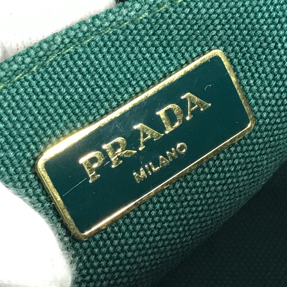 PRADA Kanapa Logo Striped Bag Tote Bag Handbag Canvas Women's Green