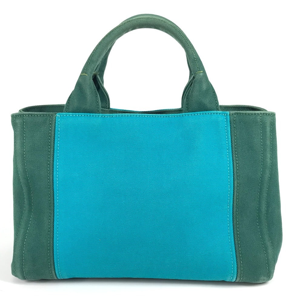 PRADA Kanapa Logo Striped Bag Tote Bag Handbag Canvas Women's Green