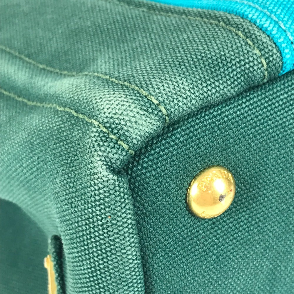 PRADA Kanapa Logo Striped Bag Tote Bag Handbag Canvas Women's Green