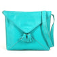 Hermes Tassel Fringe Sack Pom Pom Bag Crossbody Pochette Beg Beg Leather Ladies Turquoise Blue