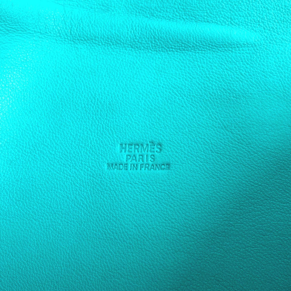 Hermes Tassel Fringe Sack Pom Pom Bag Crossbody Pochette Beg Beg Leather Ladies Turquoise Blue