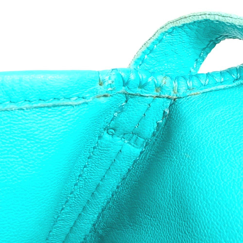 Hermes Tassel Fringe Sack Pom Pom Bag Crossbody Pochette Beg Beg Leather Ladies Turquoise Blue