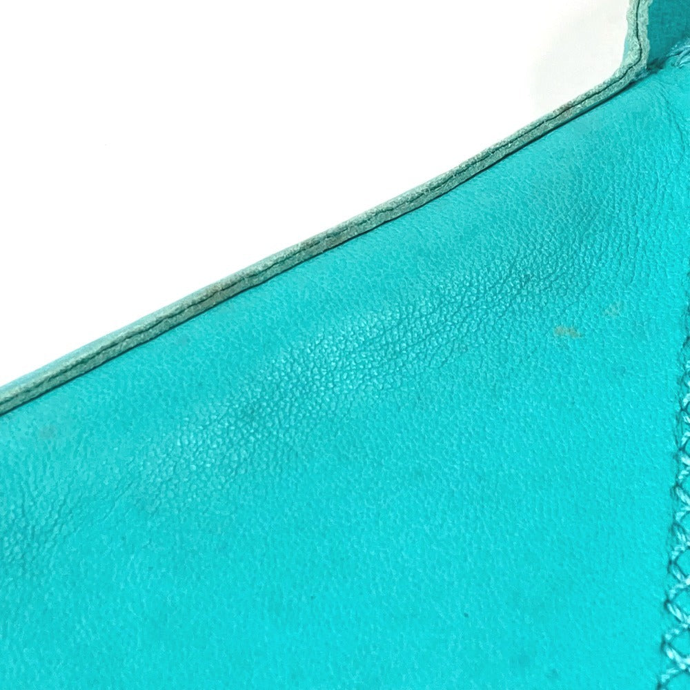 Hermes Tassel Fringe Sack Pom Pom Bag Crossbody Pochette Beg Beg Leather Ladies Turquoise Blue