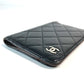 CHANEL CC Logo Coco Mark Matelasse Quilted Cover Case Stationery Passport Case Leather Unisex Black
